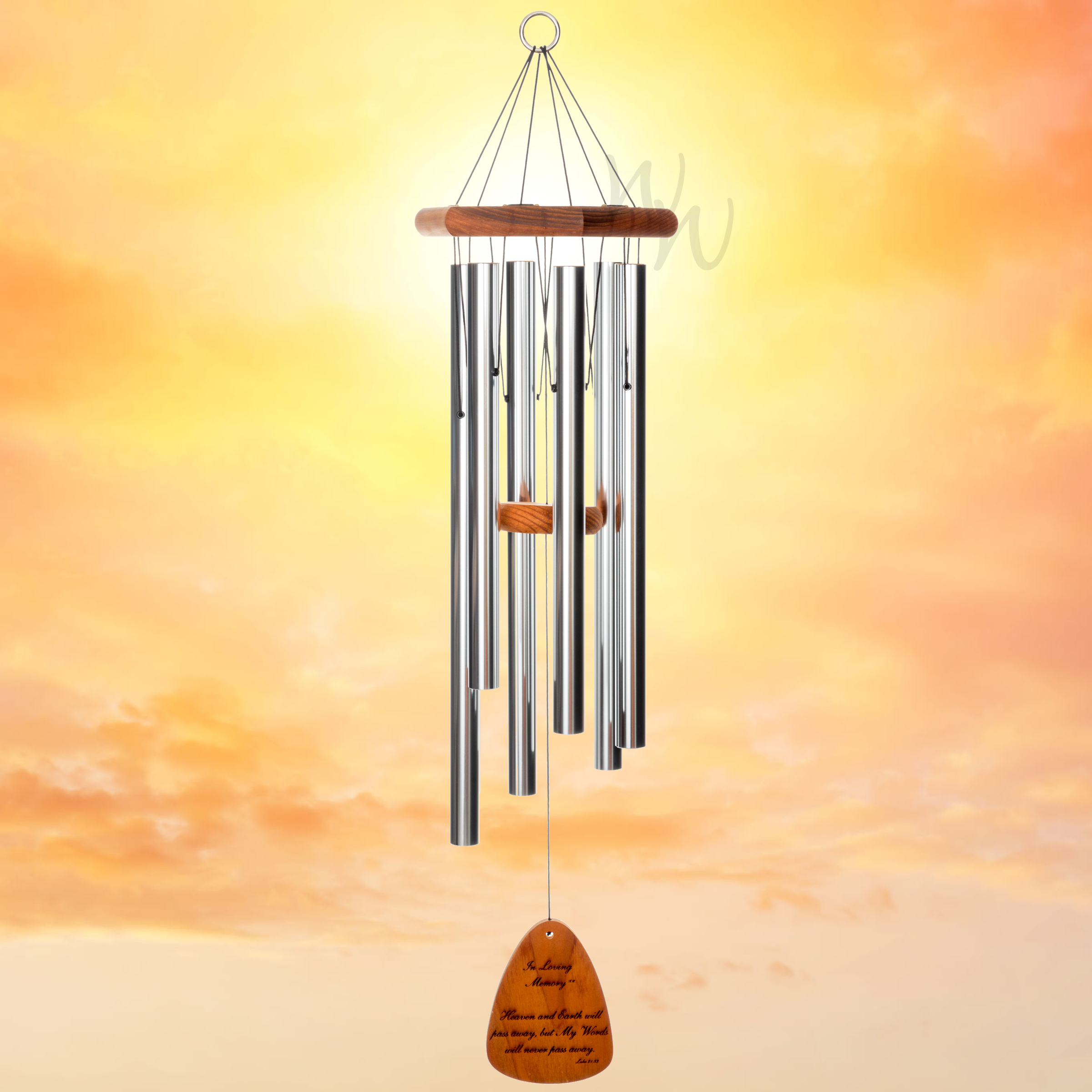 In Loving Memory 35 Inch Windchime - My Words will never pass away... in Sliver