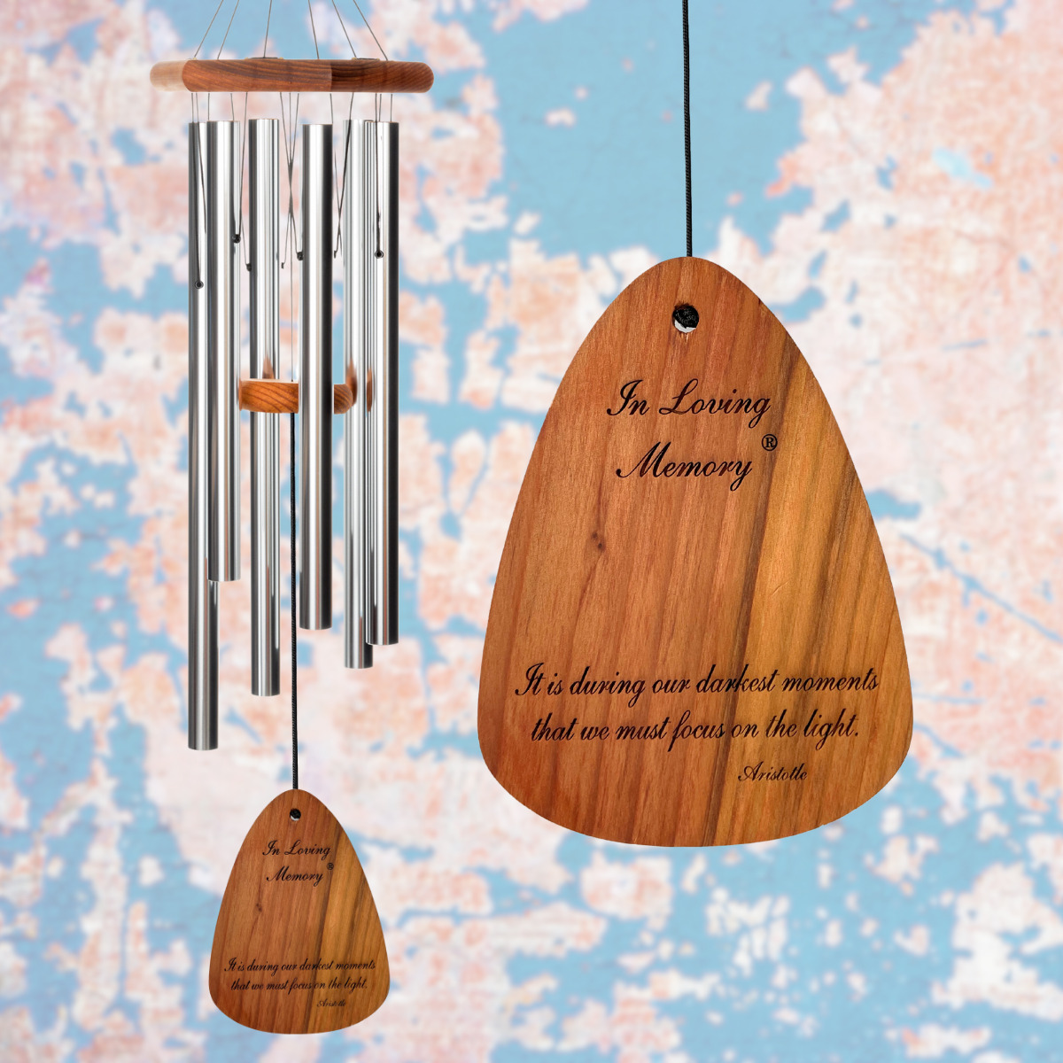 In Loving Memory 35 Inch Windchime - It is during our darkest moments... in Silver