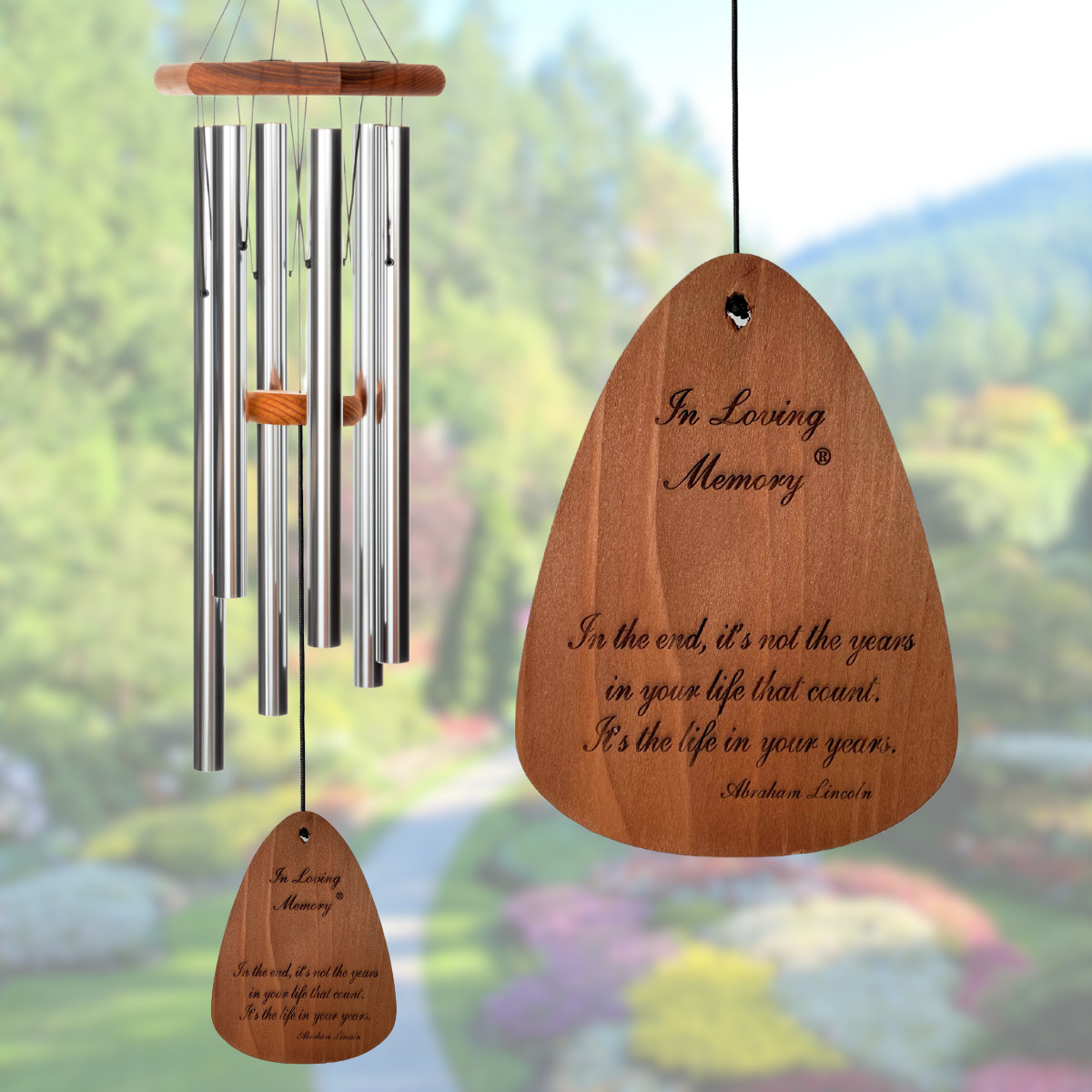 In Loving Memory 35 Inch Windchime - In the end, it's not the years in Silver