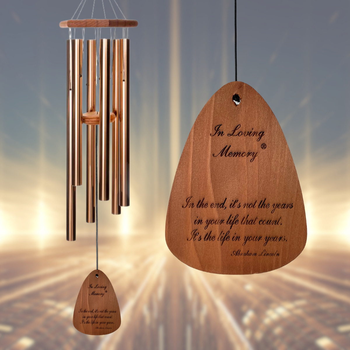 In Loving Memory 42 Inch Windchime - In the end, it's not the years... in Bronze