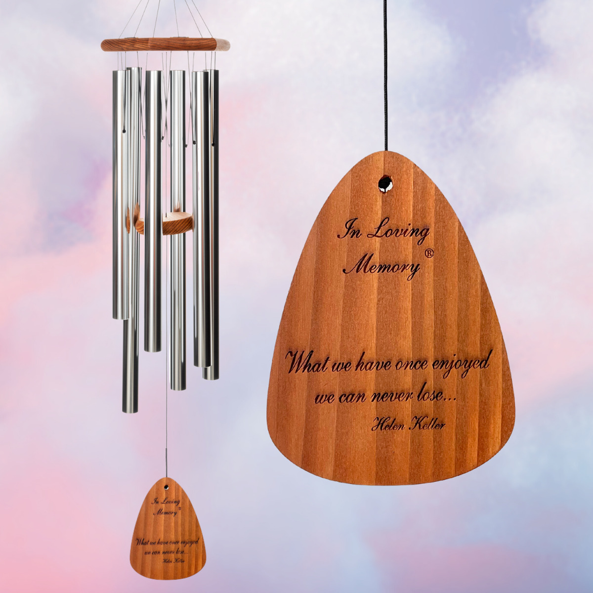 In Loving Memory 42 Inch Windchime - What we have once enjoyed - Silver