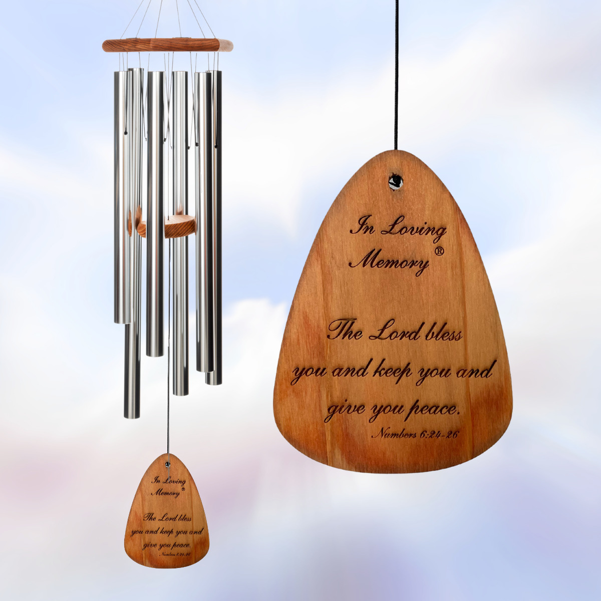 In Loving Memory 42 Inch Windchime - The Lord bless you... in Silver