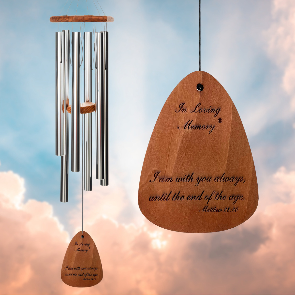 In Loving Memory 42 Inch Windchime - I am with you always... in Silver