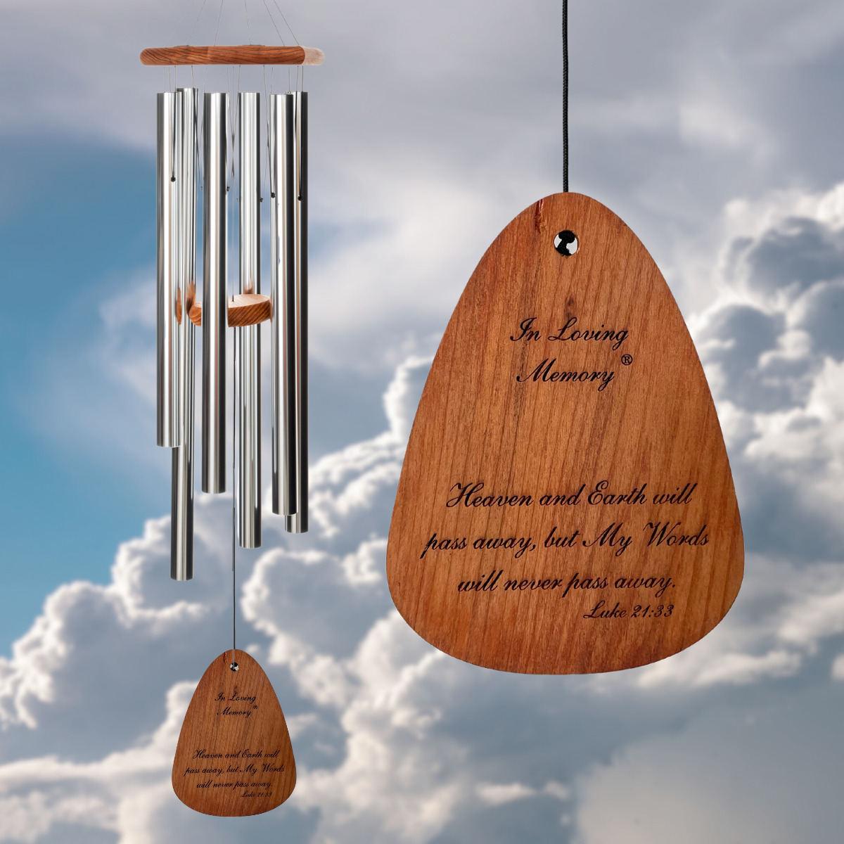 In Loving Memory 42 Inch Windchime - ..My Words will never pass away.... in Silver