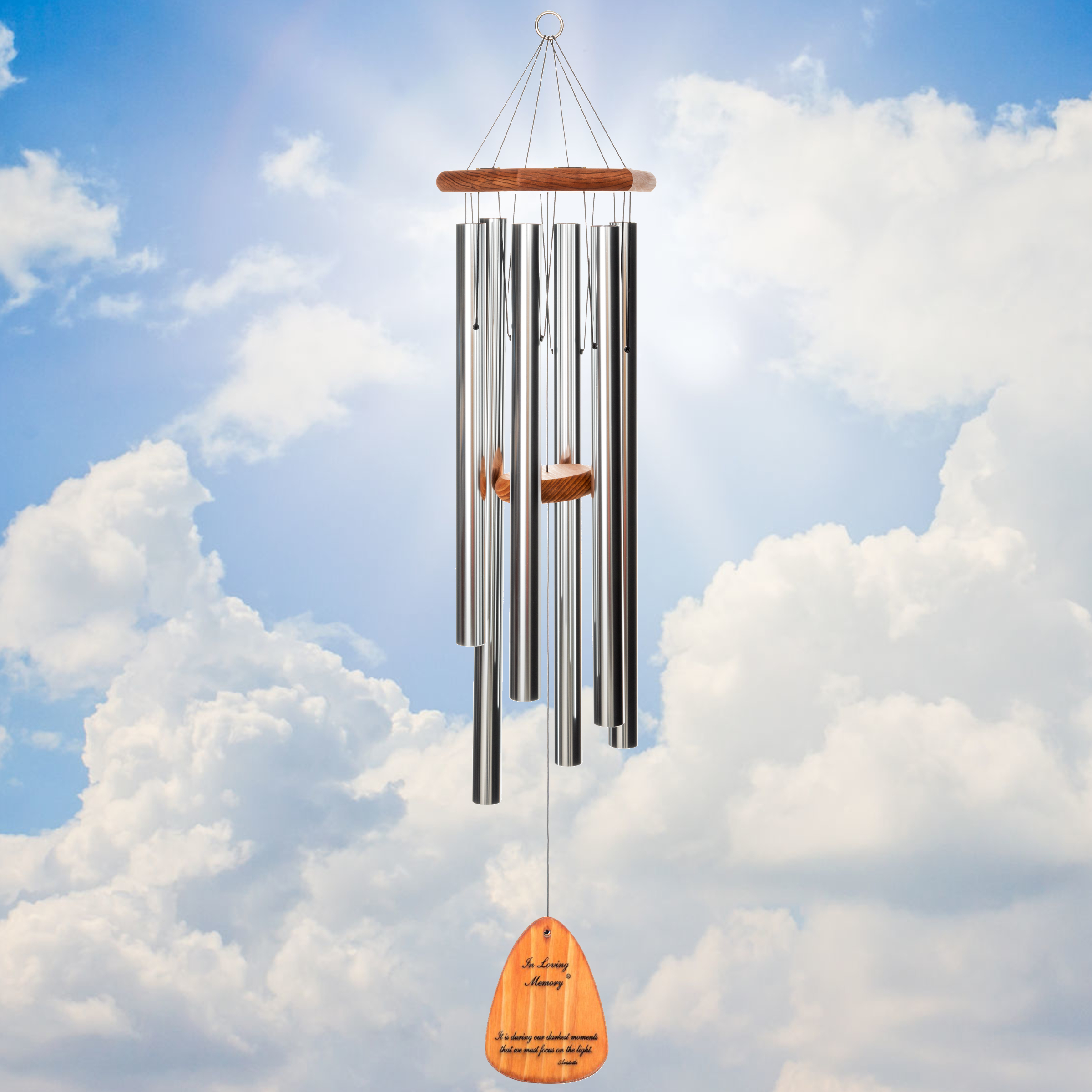 In Loving Memory 35 Inch Windchime - It is during our darkest moments... in Silver