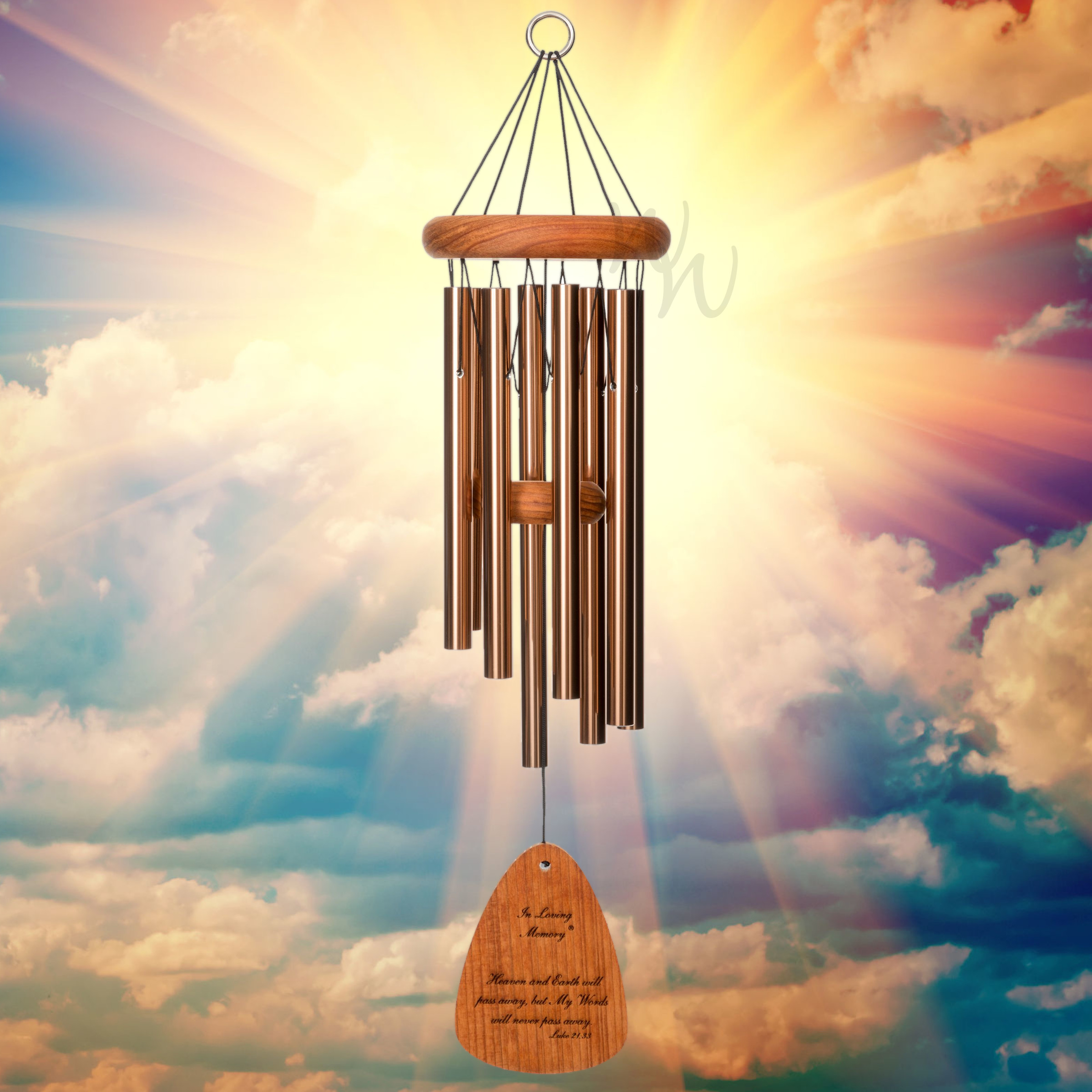 In Loving Memory 24 Inch Windchime - My Words will never pass away... in Bronze