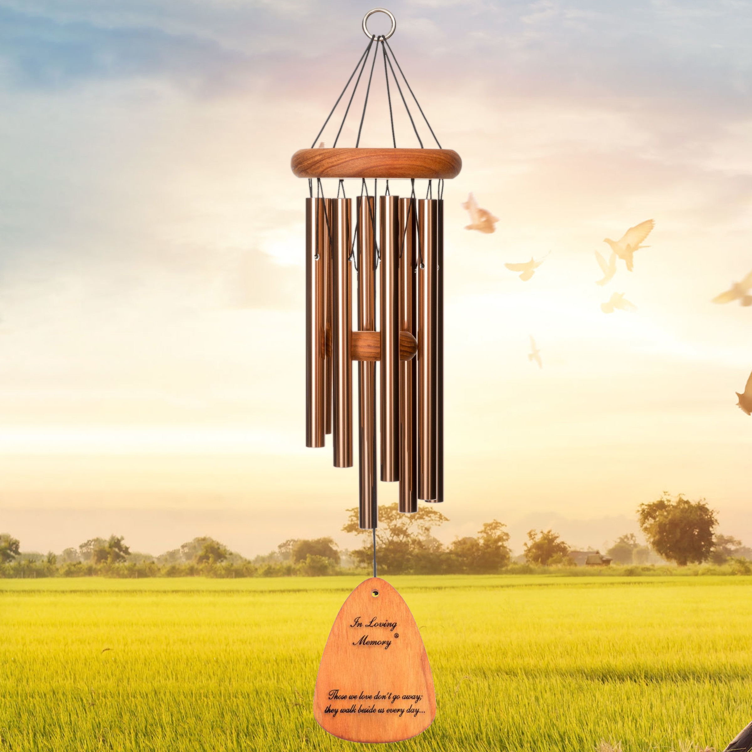 In Loving Memory 24 Inch Windchime - Those we love don't go away... in Bronze