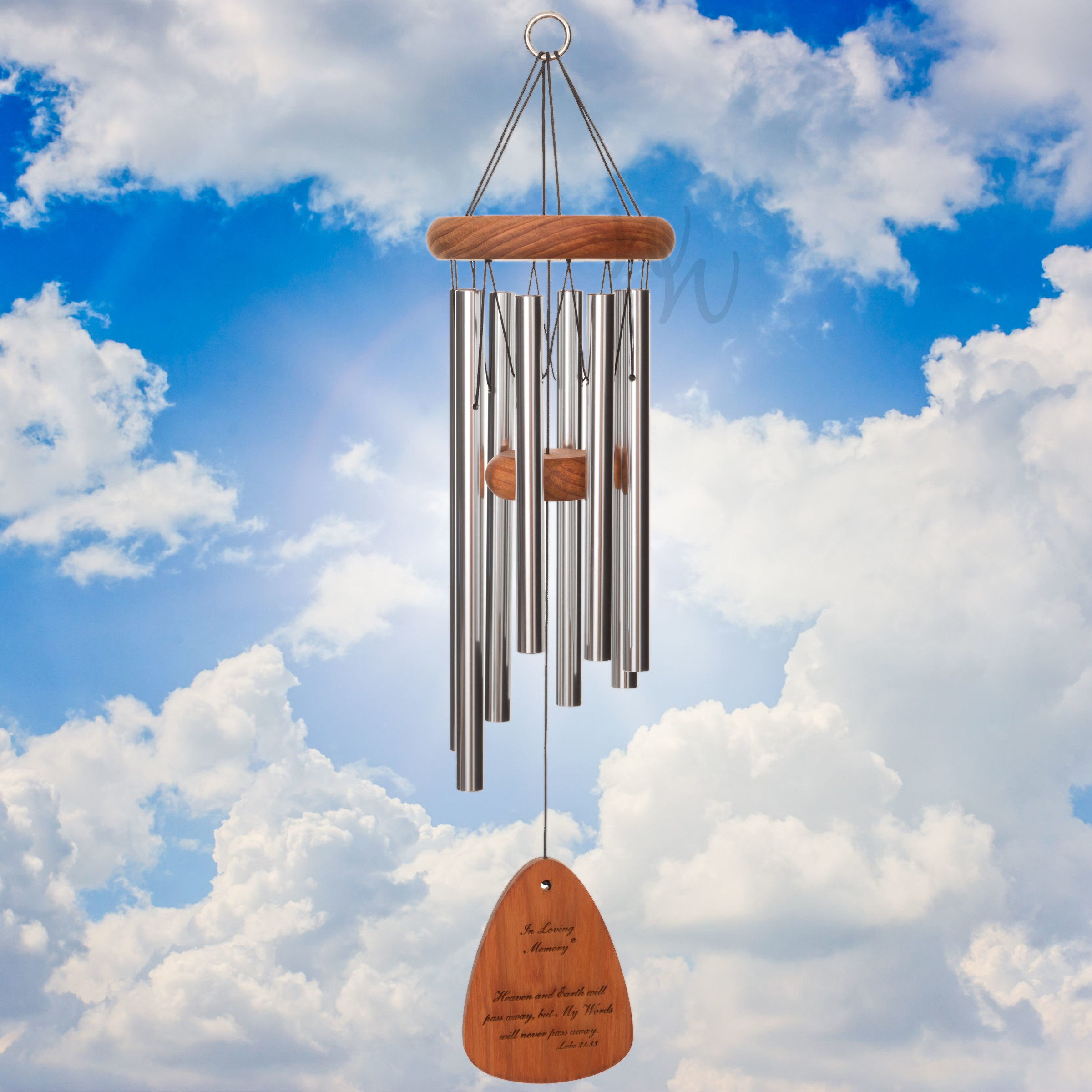 In Loving Memory 24 Inch Windchime - My Words will never pass away... in Silver