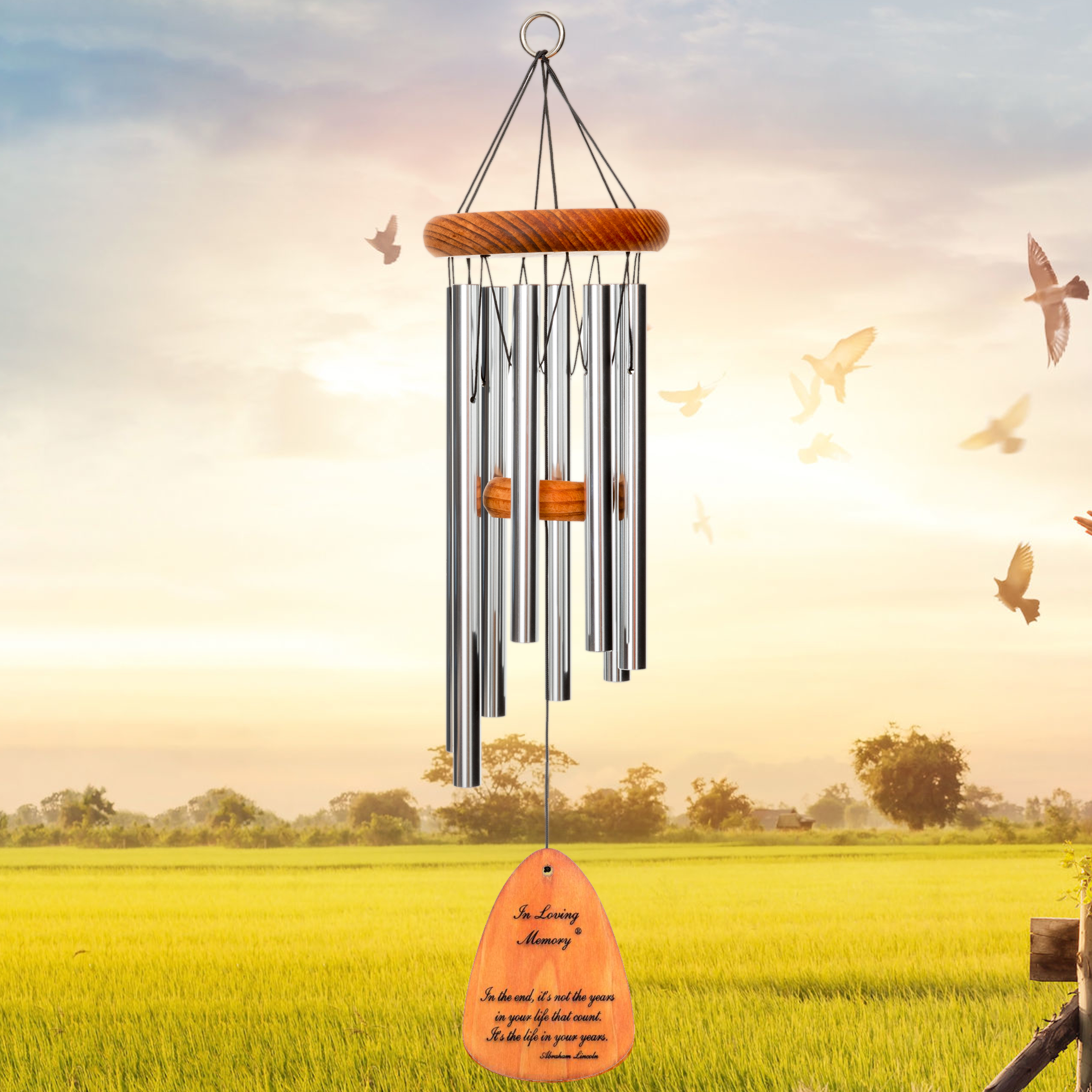 In Loving Memory 24 Inch Windchime - In the end, it's not the years... in Silver