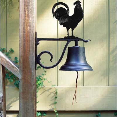Large Country Bell with Black Rooster Finial