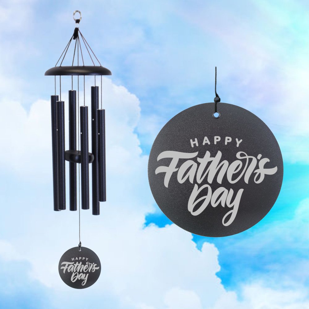 Corinthian Bells 27 Inch Black Wind Chime - Scale Of C - Happy Father's Day