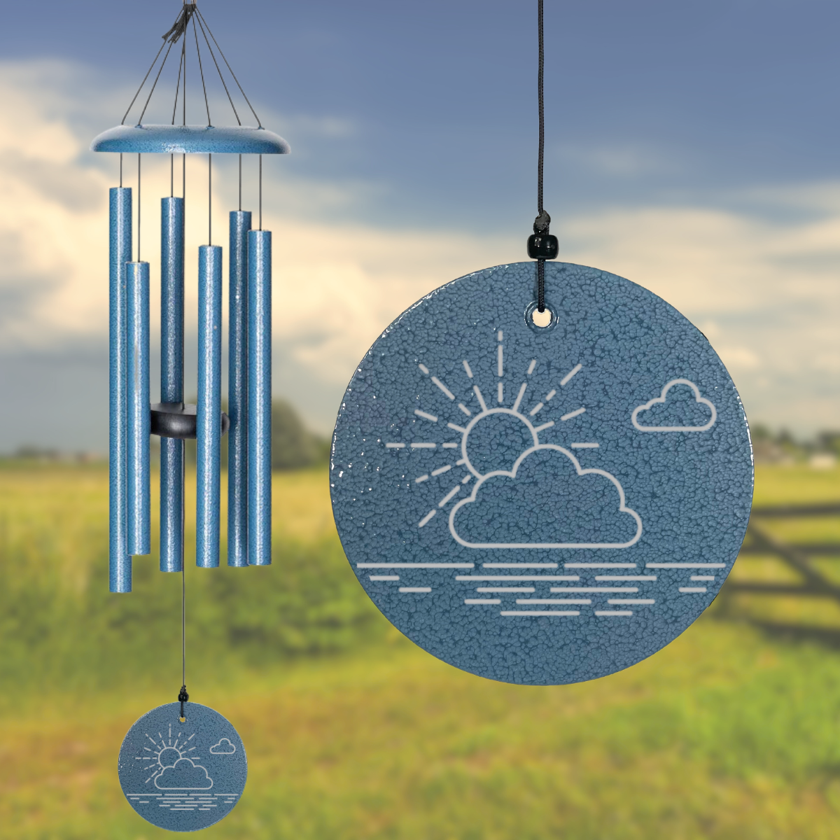 Corinthian Bells 27-inch Sky Blue Wind Chime - Sunny Clouds