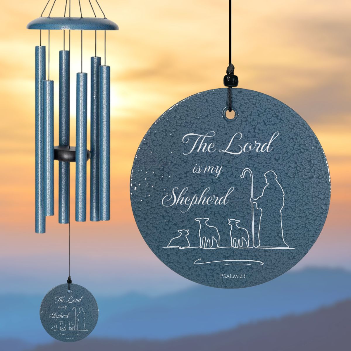 Corinthian Bells 27 Inch Sky Blue Wind Chime - Lord is my Shepherd