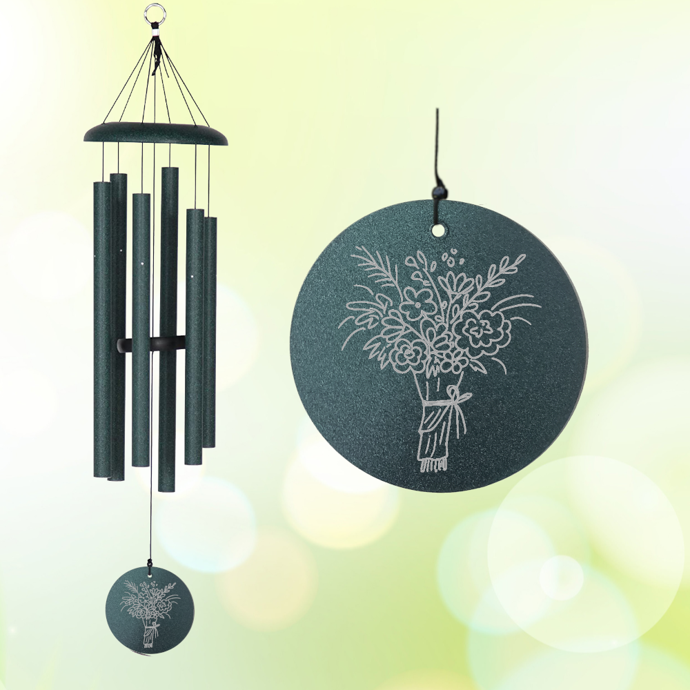 Corinthian Bells 30 Inch Green Daisy Bouquet Wind Chime - Scale Of A