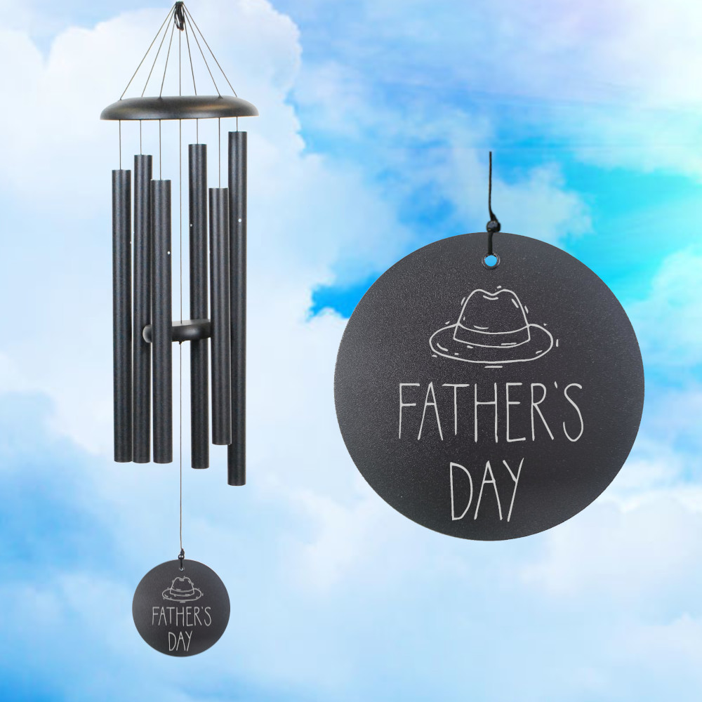 Corinthian Bells 36 Inch Black Wind Chime - Scale Of E - Father's Day Hat