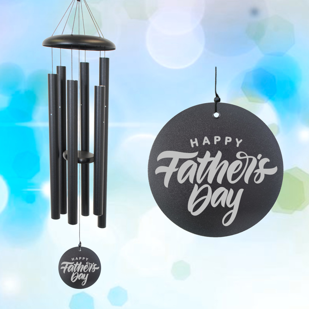 Corinthian Bells 44 Inch Black Wind Chime - Scale Of C - Happy Father's Day 