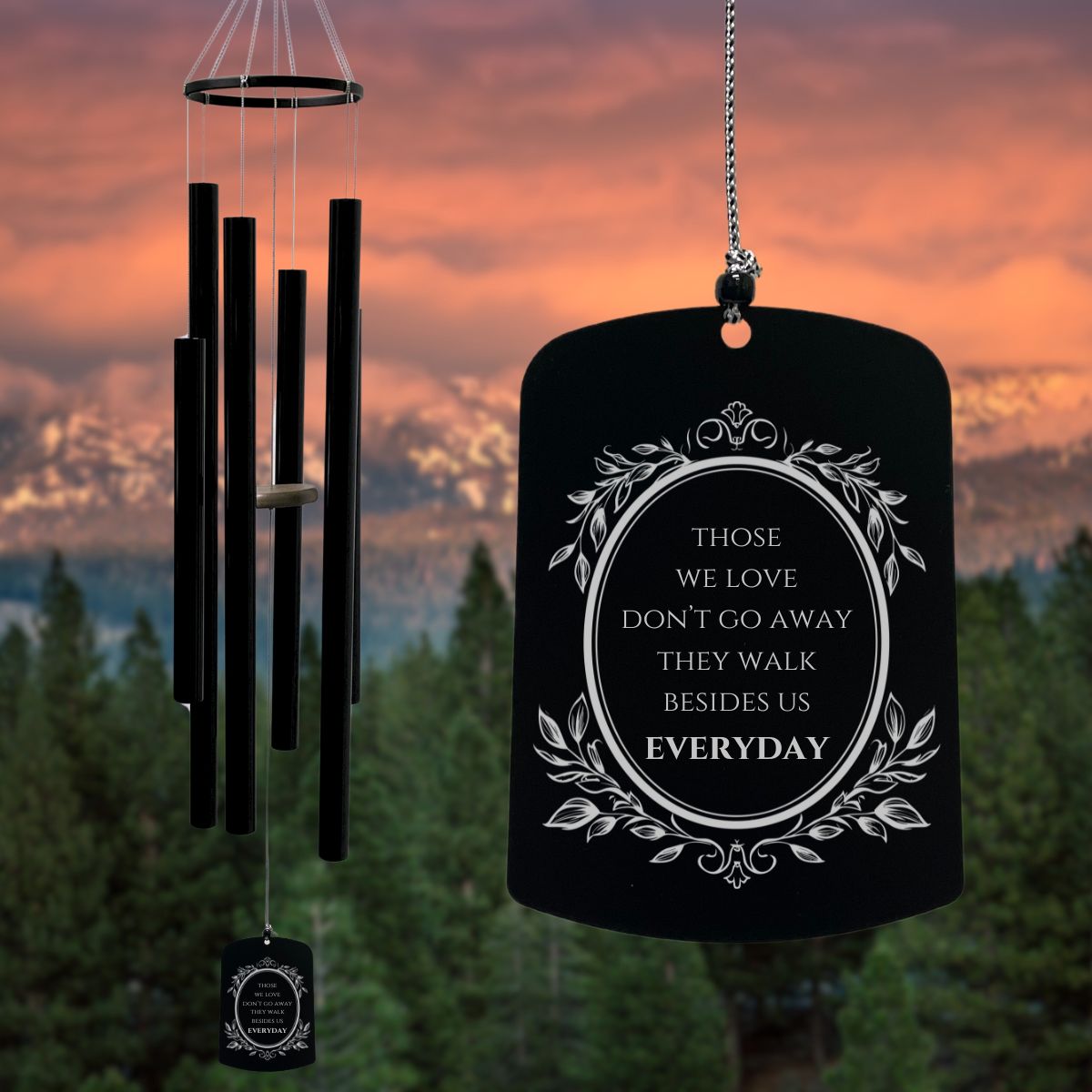 Premium Amazing Grace 55 Inch Wind Chime - Black - Those We Love Don't Go Away