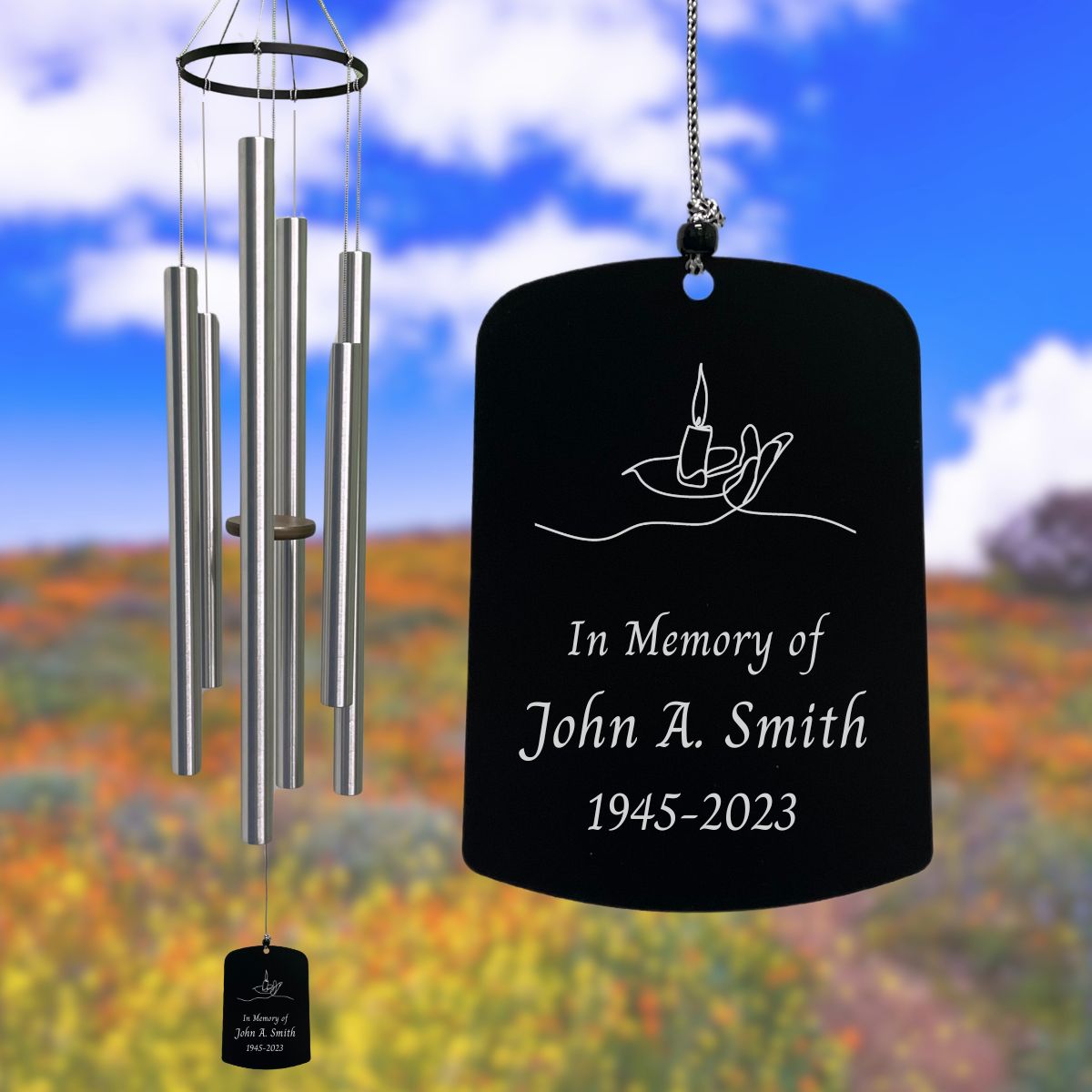 Premium Amazing Grace 55 Inch Wind Chime - Memorial Candle