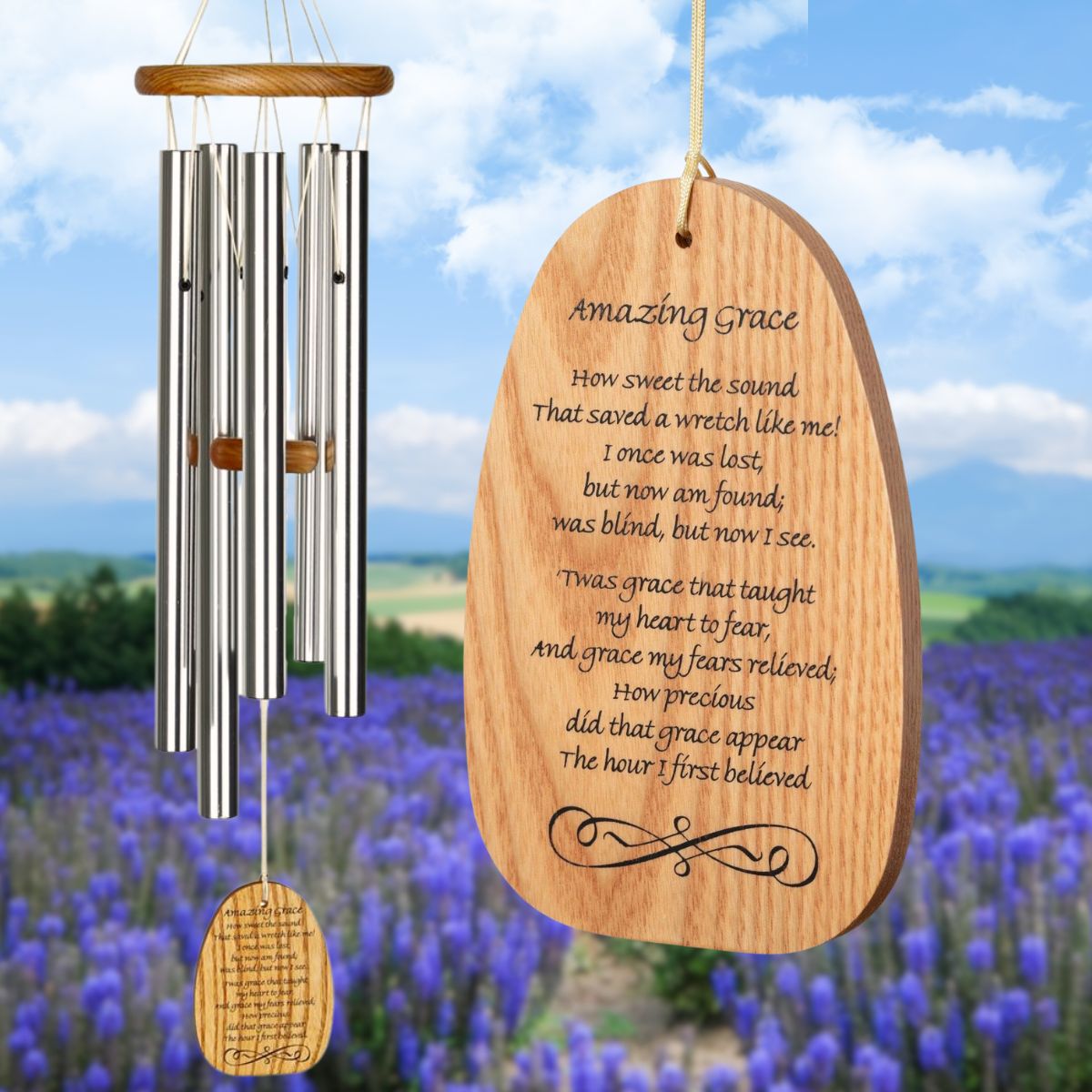 Woodstock Reflections Amazing Grace 22 Inch Wind Chime - Engravable Sail