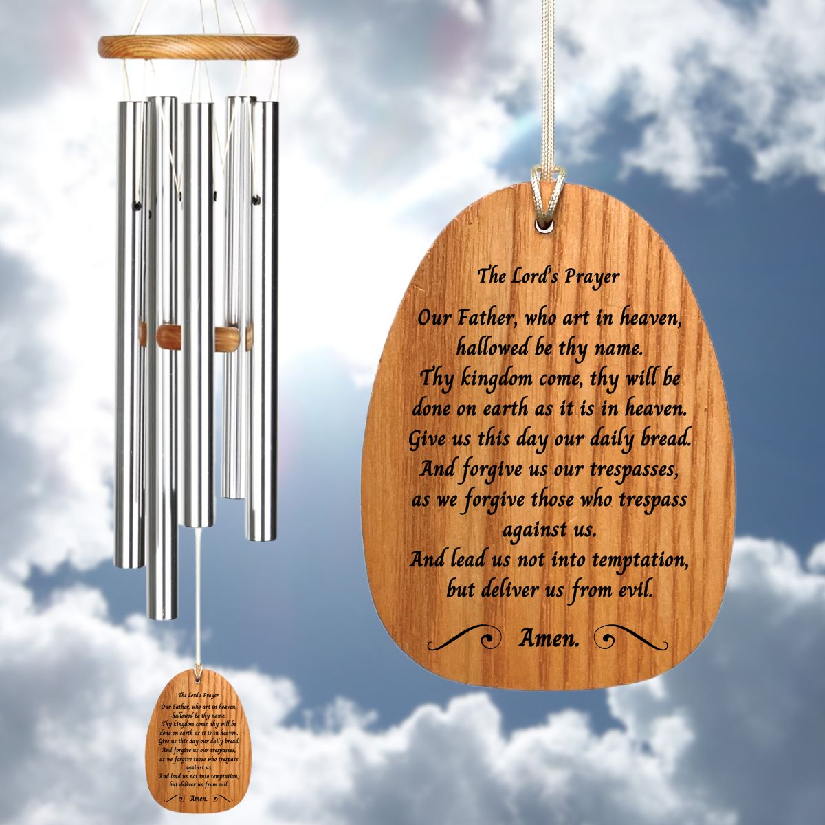 Woodstock Reflections The Lord's Prayer 22 Inch Wind Chime - Engravable Sail