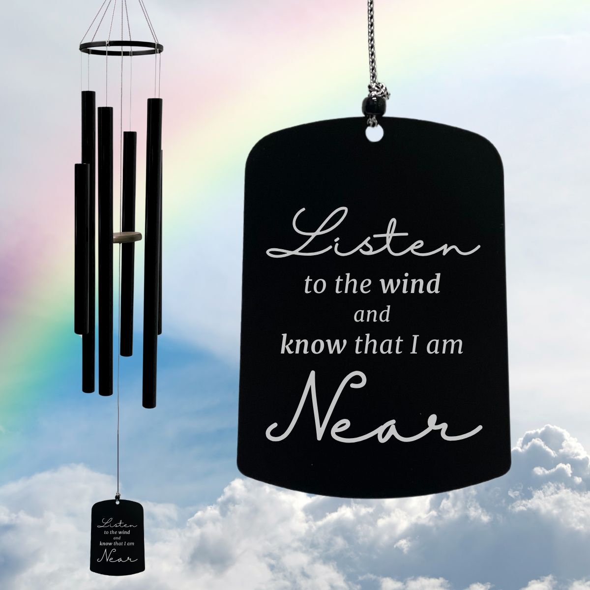 Premium Amazing Grace 36 Inch Wind Chime - Black - Listen To The Wind