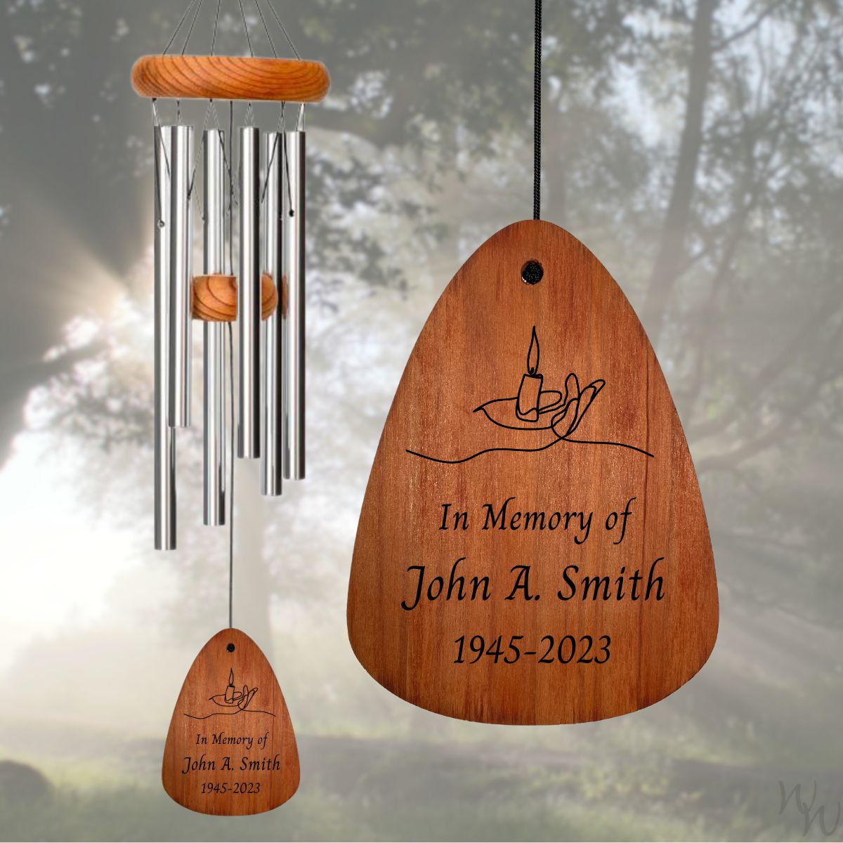 In Loving Memory 30 Inch Chime - I am with you always - Silver - Memorial Candle