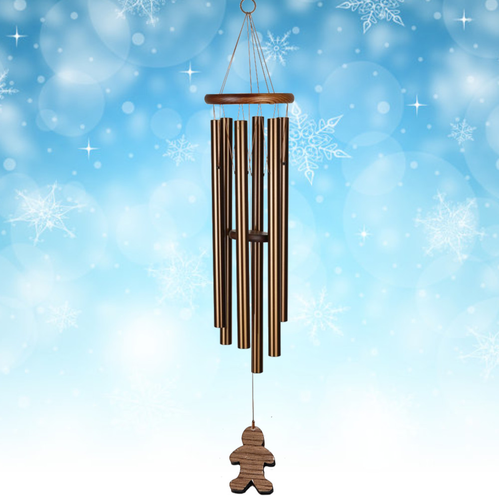 Amazing Grace 40 Inch Wind Chime - Engravable Gingerbread Man Sail - Bronze