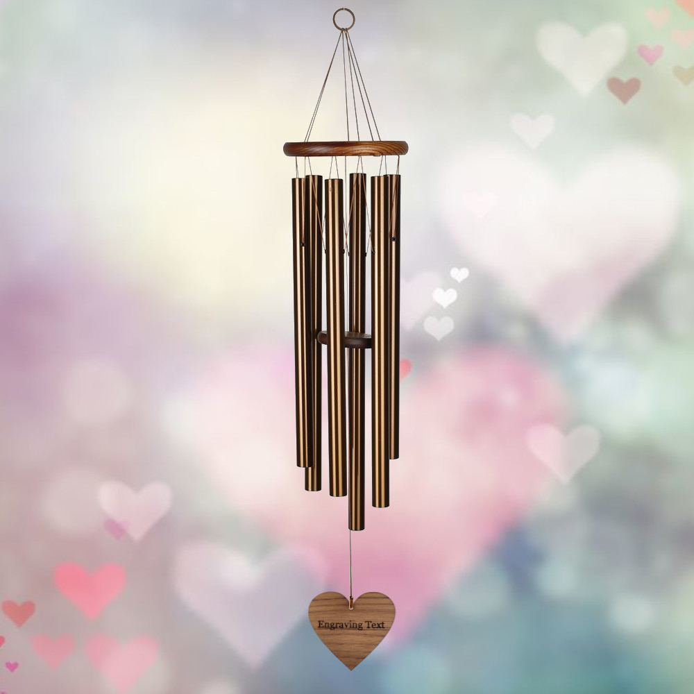 Amazing Grace 40 Inch Wind Chime - Engravable Heart Sail - Bronze