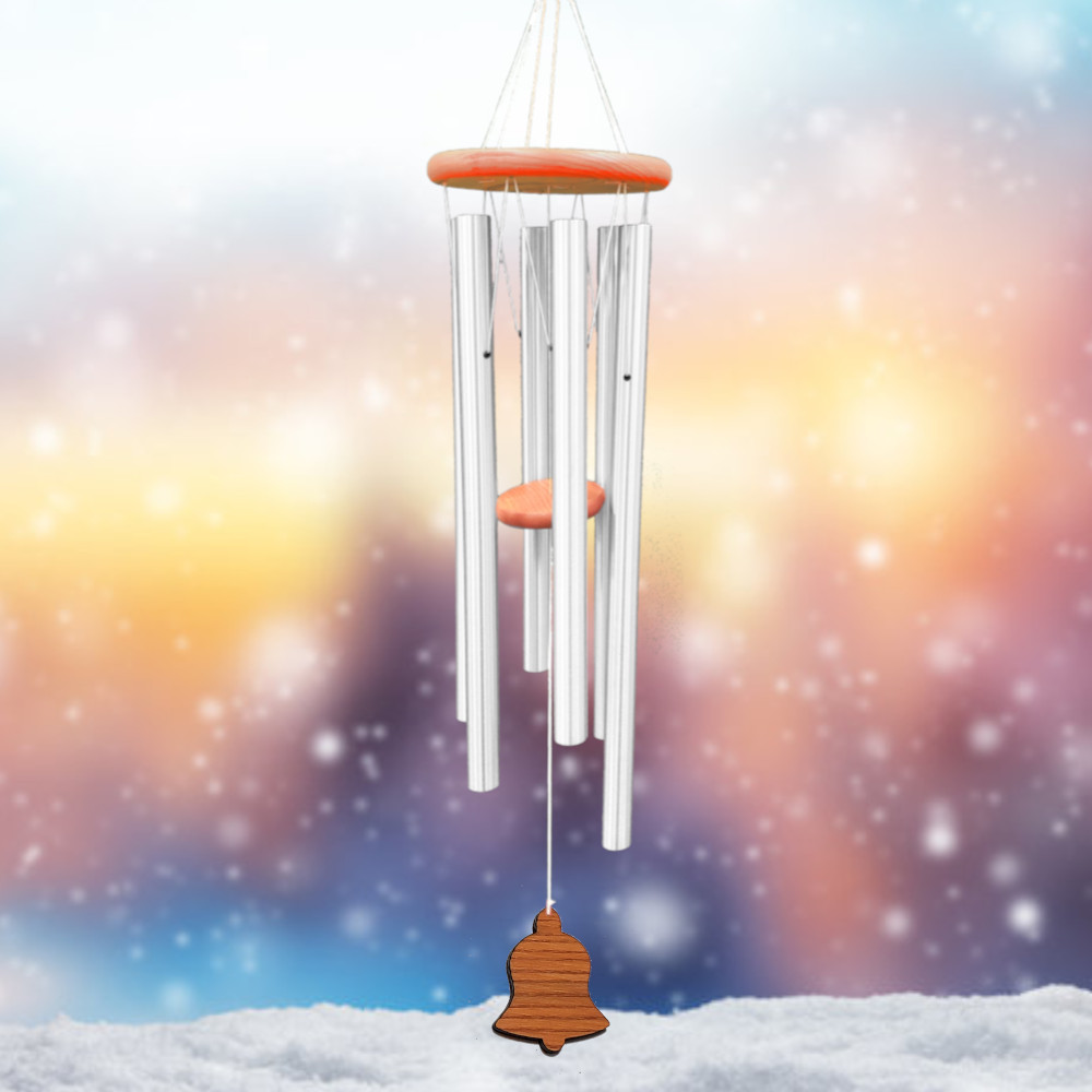 Amazing Grace 40 Inch Wind Chime - Engravable Holiday Bell Sail - Silver
