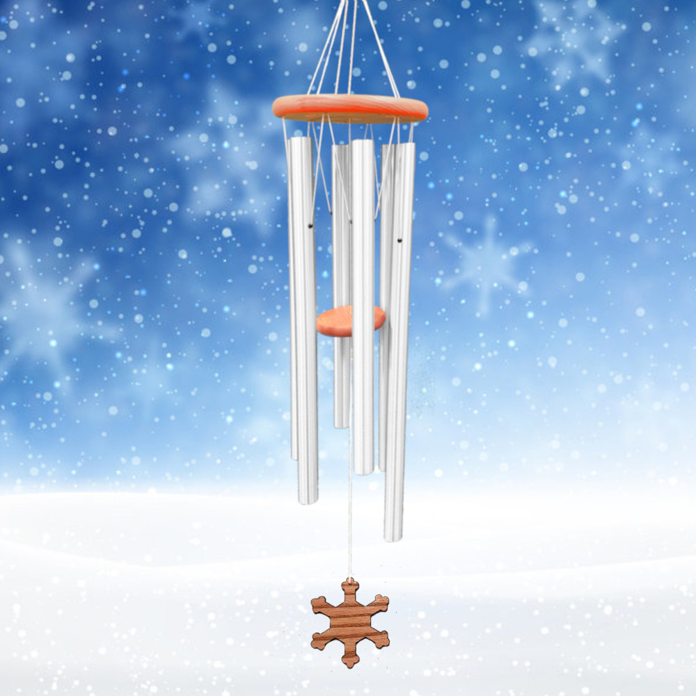 Amazing Grace 40 Inch Wind Chime - Engravable Snowflake Sail - Silver