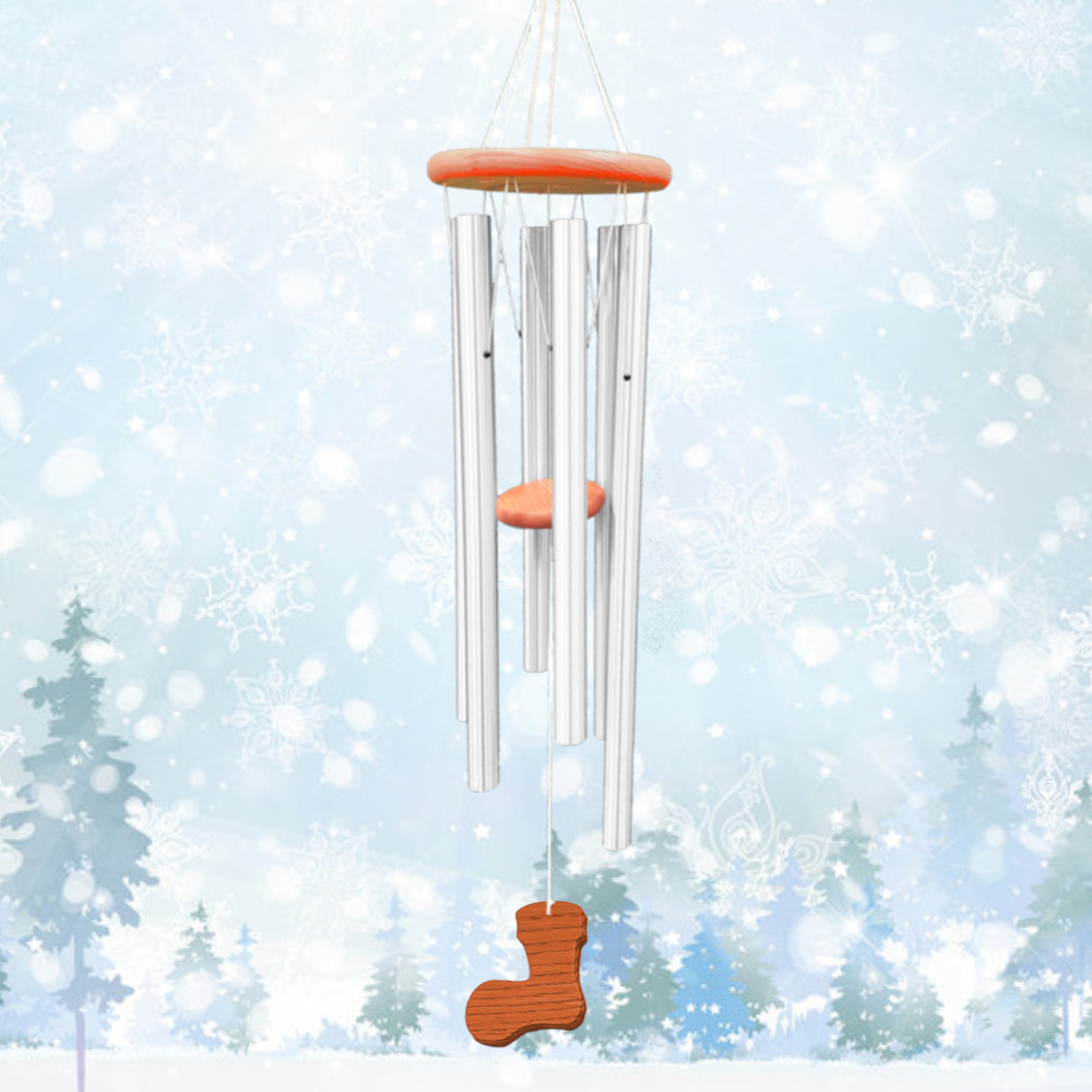 Amazing Grace 40 Inch Wind Chime - Engravable Holiday Stocking Sail - Silver