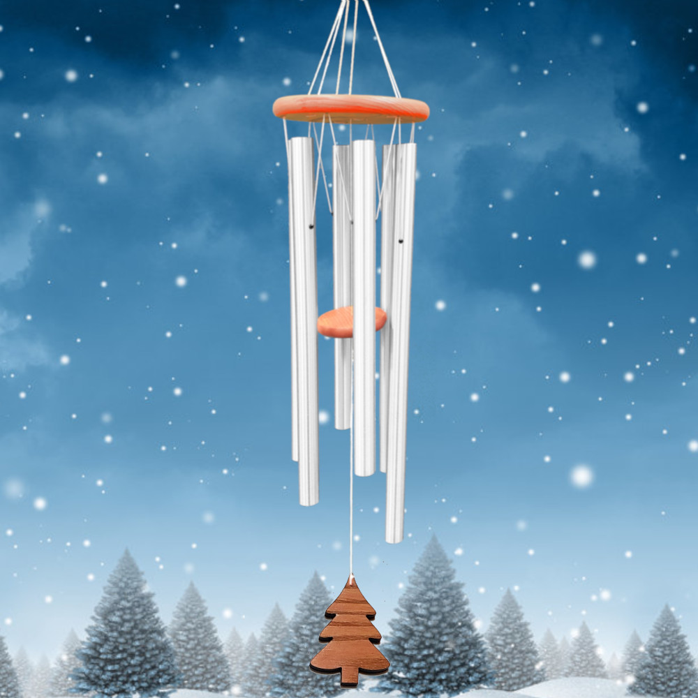 Amazing Grace 40 Inch Wind Chime - Engravable Holiday Tree Sail - Silver