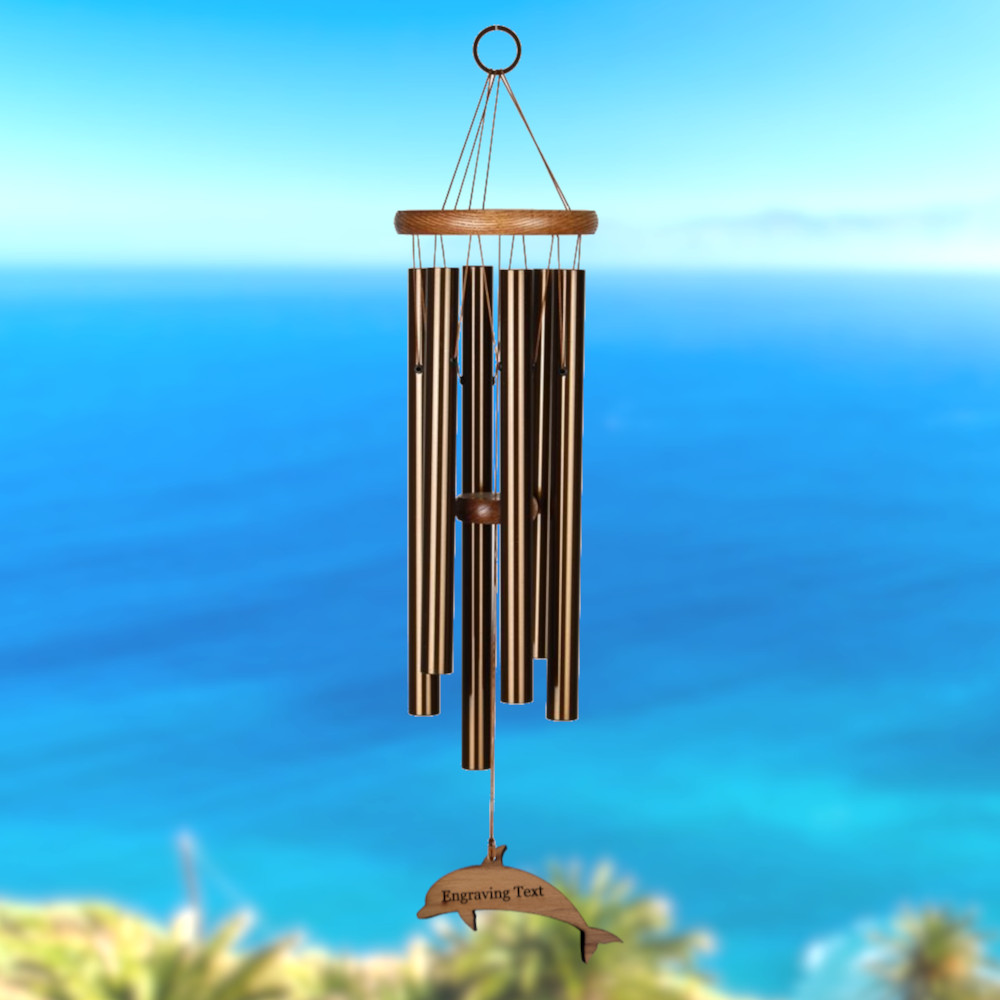 Amazing Grace 25 Inch Wind Chime - Engravable Dolphin Sail - Bronze