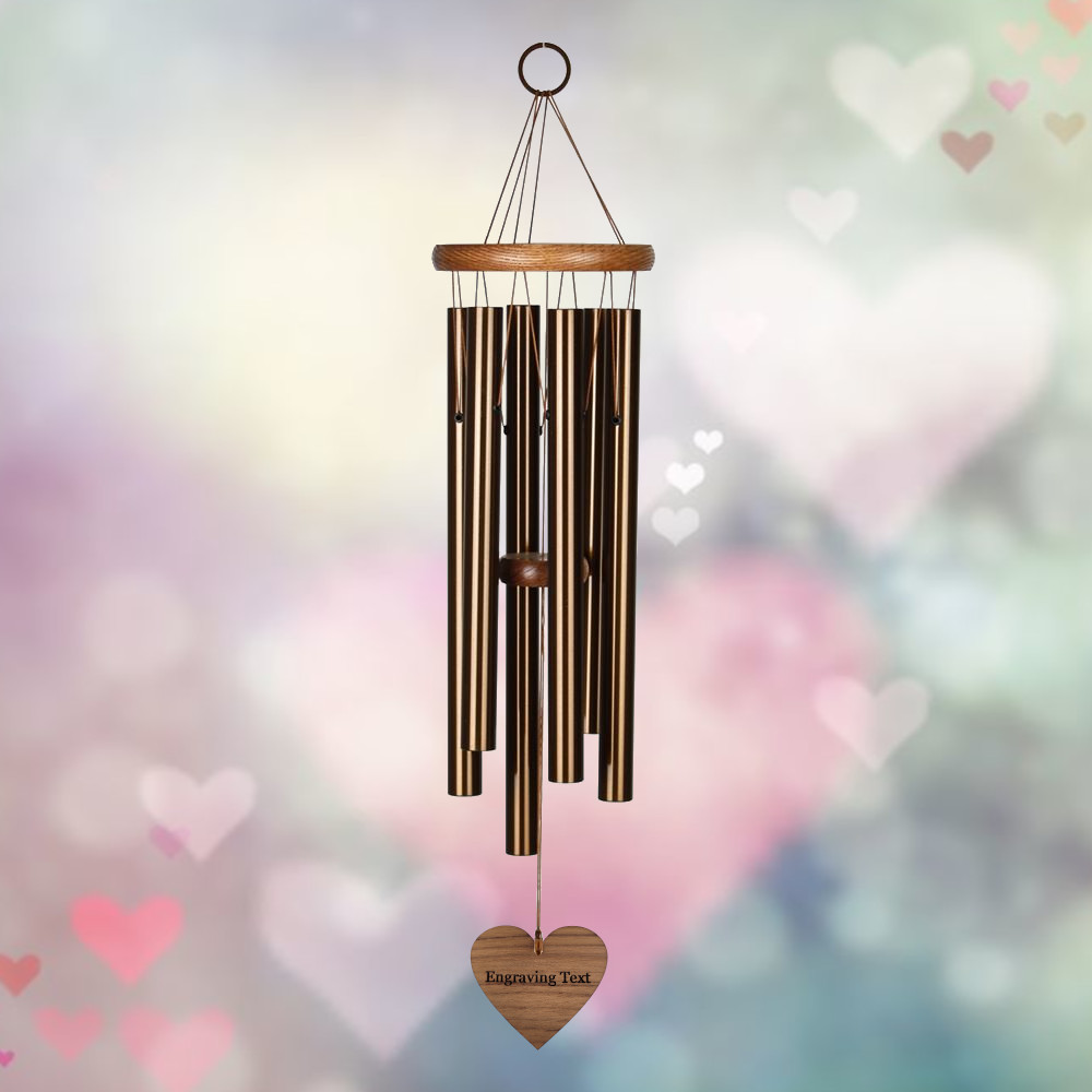 Amazing Grace 25 Inch Wind Chime - Engraveable Heart Sail - Bronze
