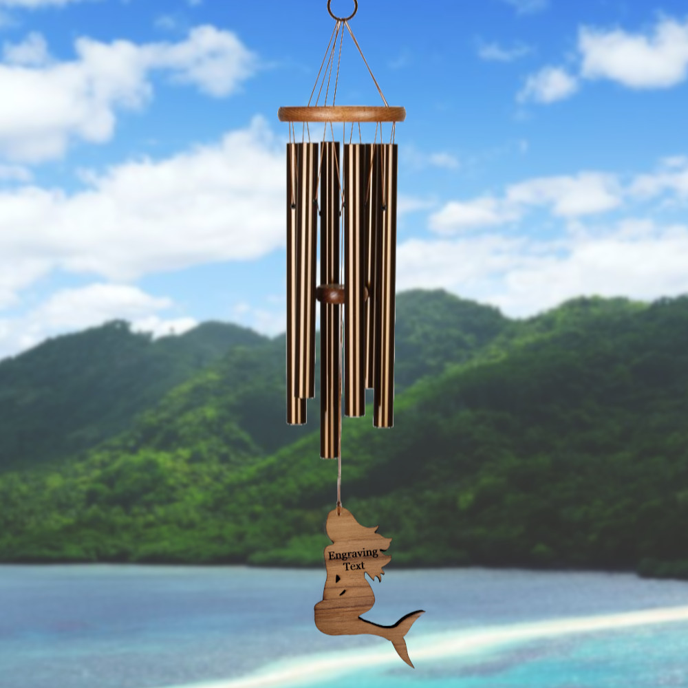 Amazing Grace 25 Inch Wind Chime - Engravable Mermaid Sail - Bronze