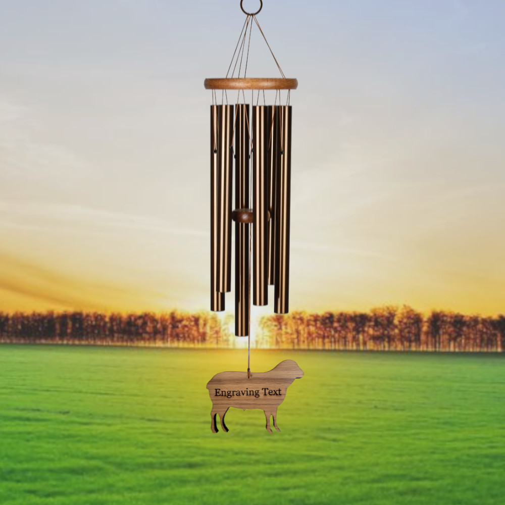 Amazing Grace 25 Inch Wind Chime - Engravable Sheep Sail - Bronze