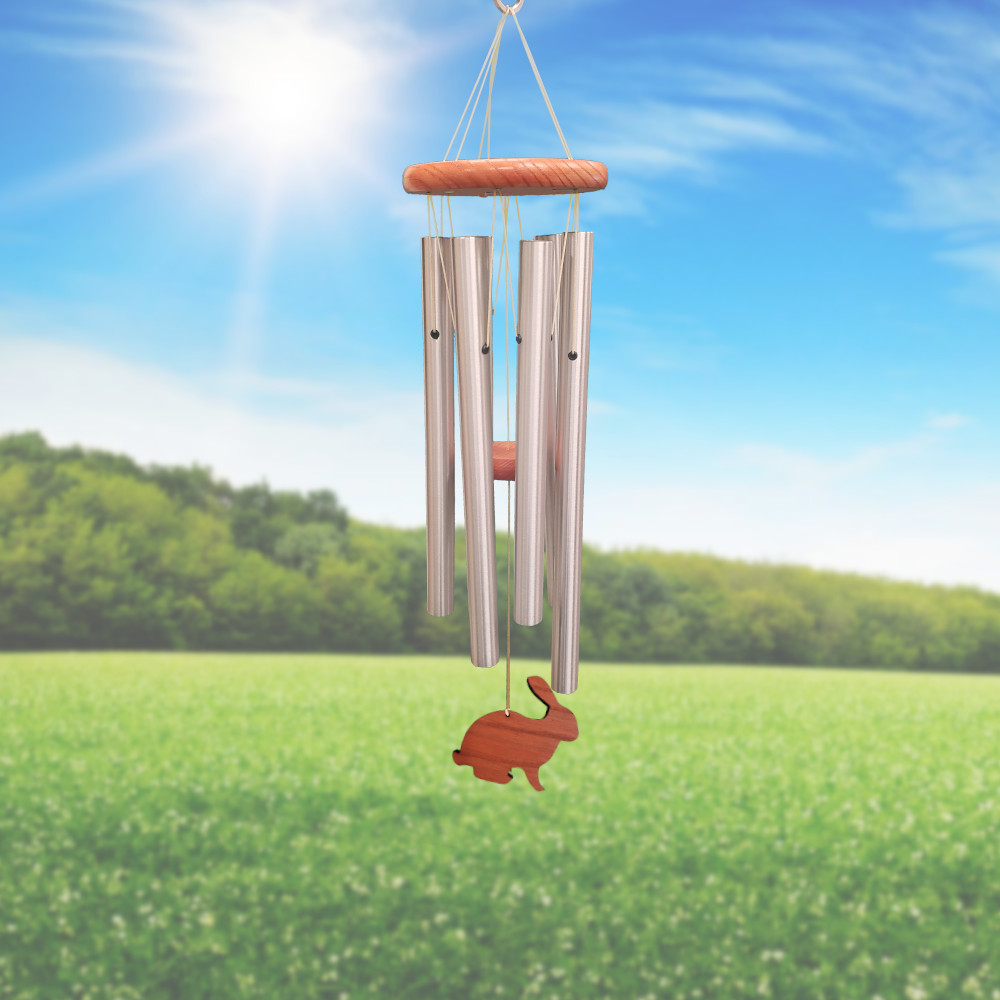 Amazing Grace 25 Inch Wind Chime - Engravable Bunny Sail - Silver