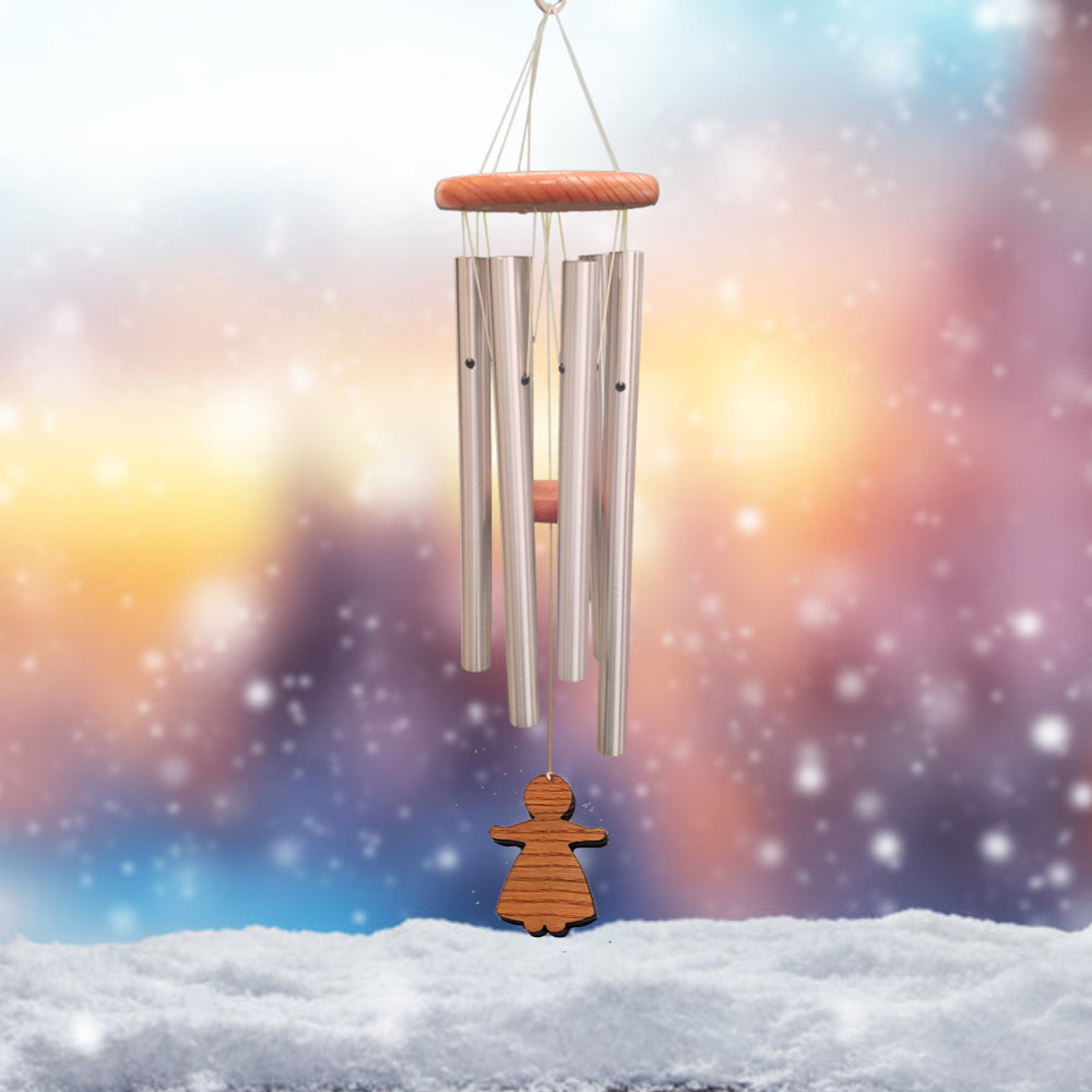 Amazing Grace 25 Inch Wind Chime - Engravable Gingerbread Woman Sail - Silver