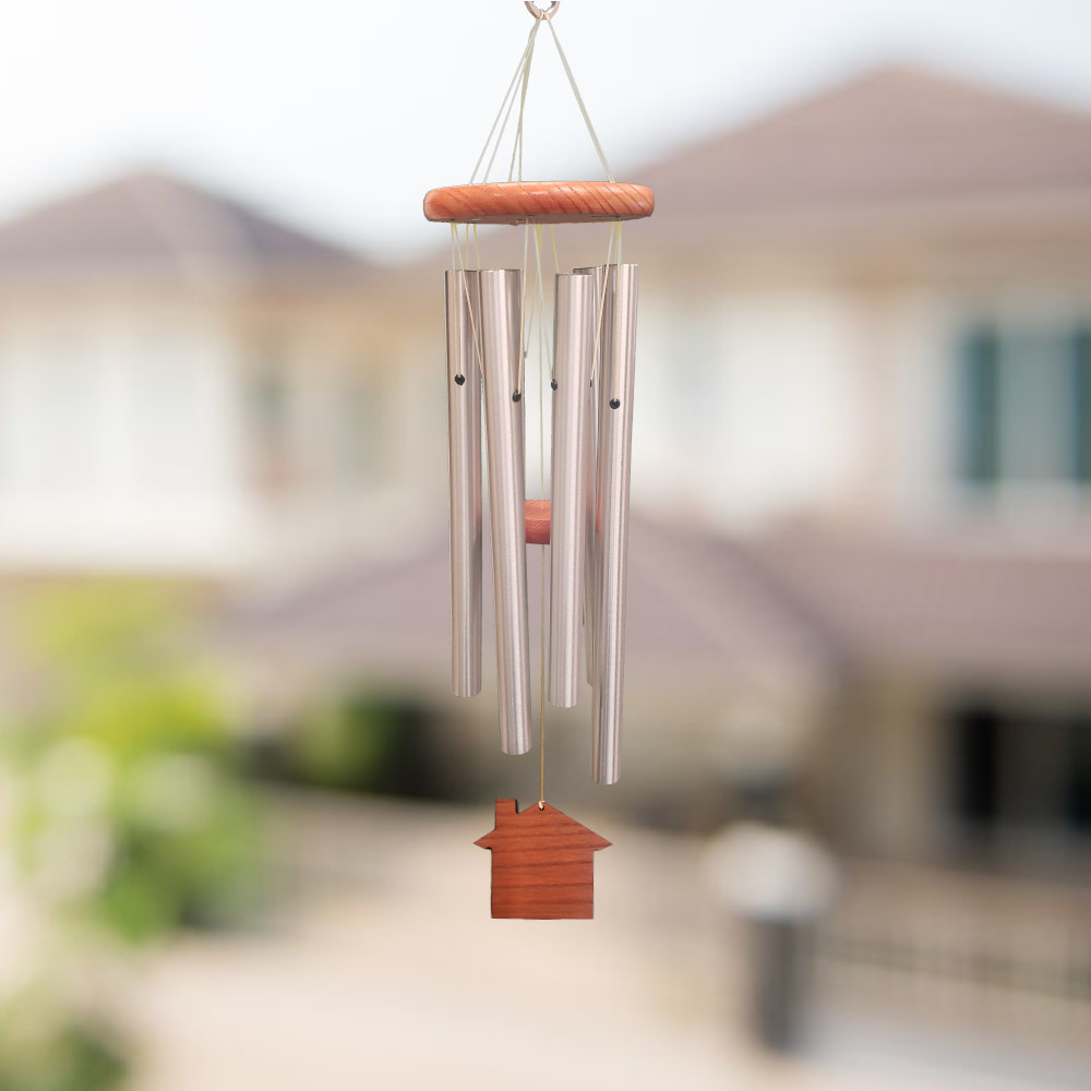 Amazing Grace 25 Inch Wind Chime - Engravable House Sail - Silver