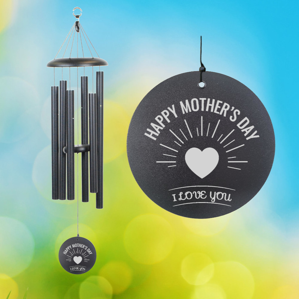 Corinthian Bells 36 Inch Black Wind Chime - Scale Of E - Happy Mother's Day