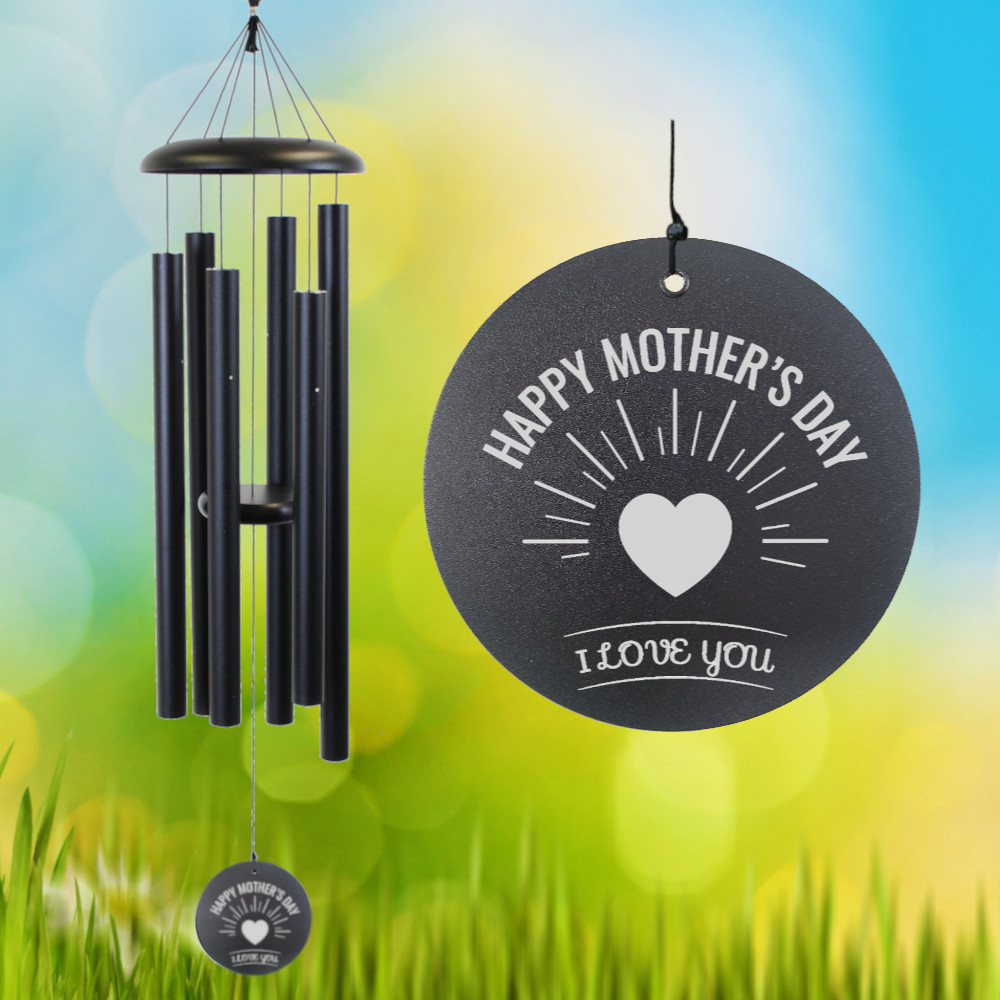 Corinthian Bells 44 Inch Black Wind Chime - Scale Of C - Happy Mother's Day