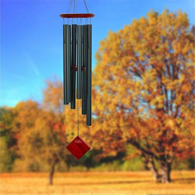 Woodstock Percussion 37 Inch Chimes of Earth Wind Chime - Evergreen - Engravable Sail