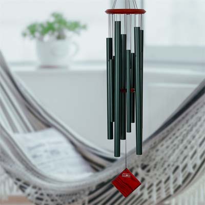 Woodstock 40 Inch Chimes of the Eclipse Wind Chime - Evergreen - Engravable Sail