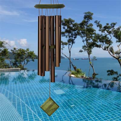 Woodstock Percussion 27 Inch Chimes of Pluto Wind Chime - Green Wash - Engravable Sail