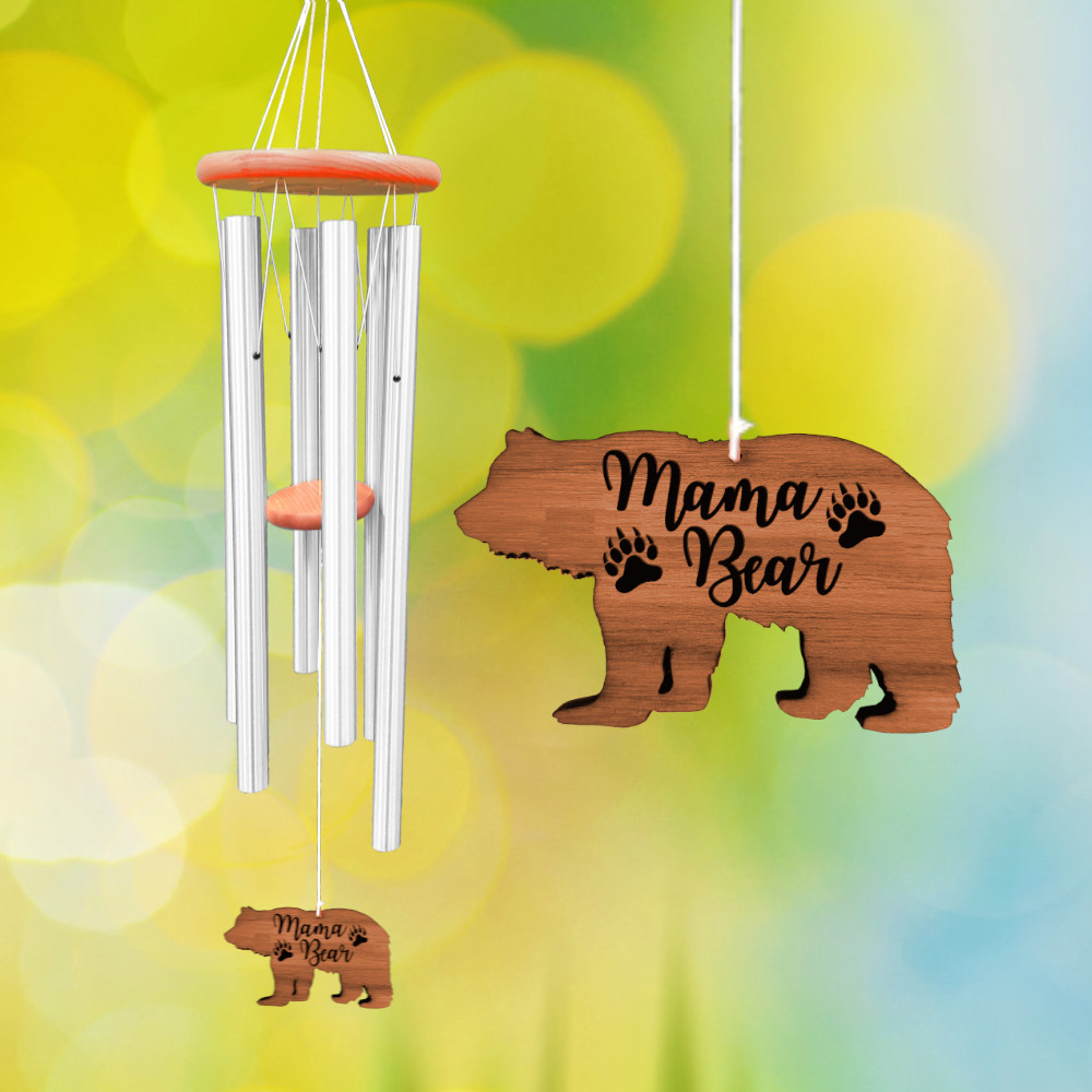 Amazing Grace Silver 40 Inch Wind Chime - Engravable MaMa Bear Sail