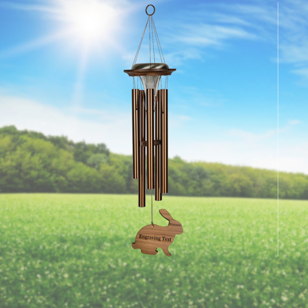 Moonlight Solar Chime 29 Inch Wind Chime - Engraveable Bunny Sail - Bronze