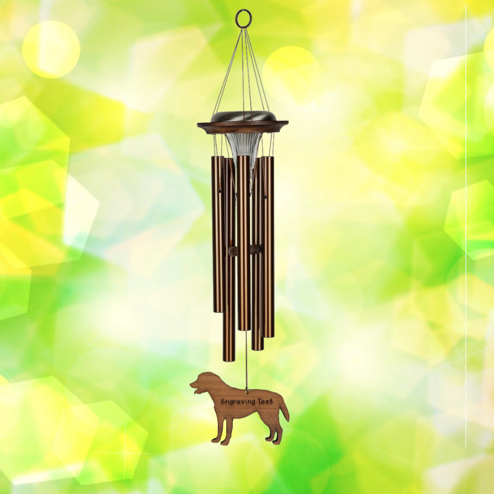 Moonlight Solar Chime 29 Inch Wind Chime - Engraveable Dog Sail - Bronze
