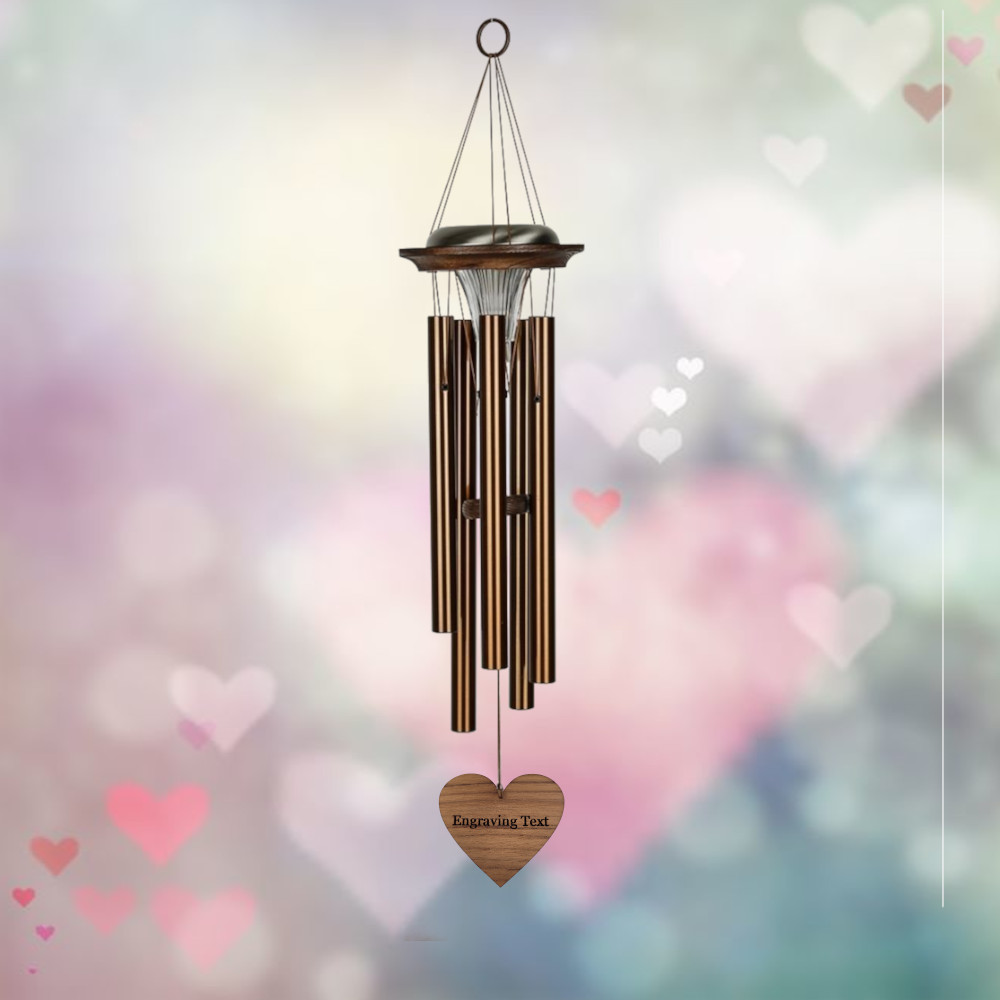 Moonlight Solar Chime 29 Inch Wind Chime - Engraveable Heart Sail - Bronze