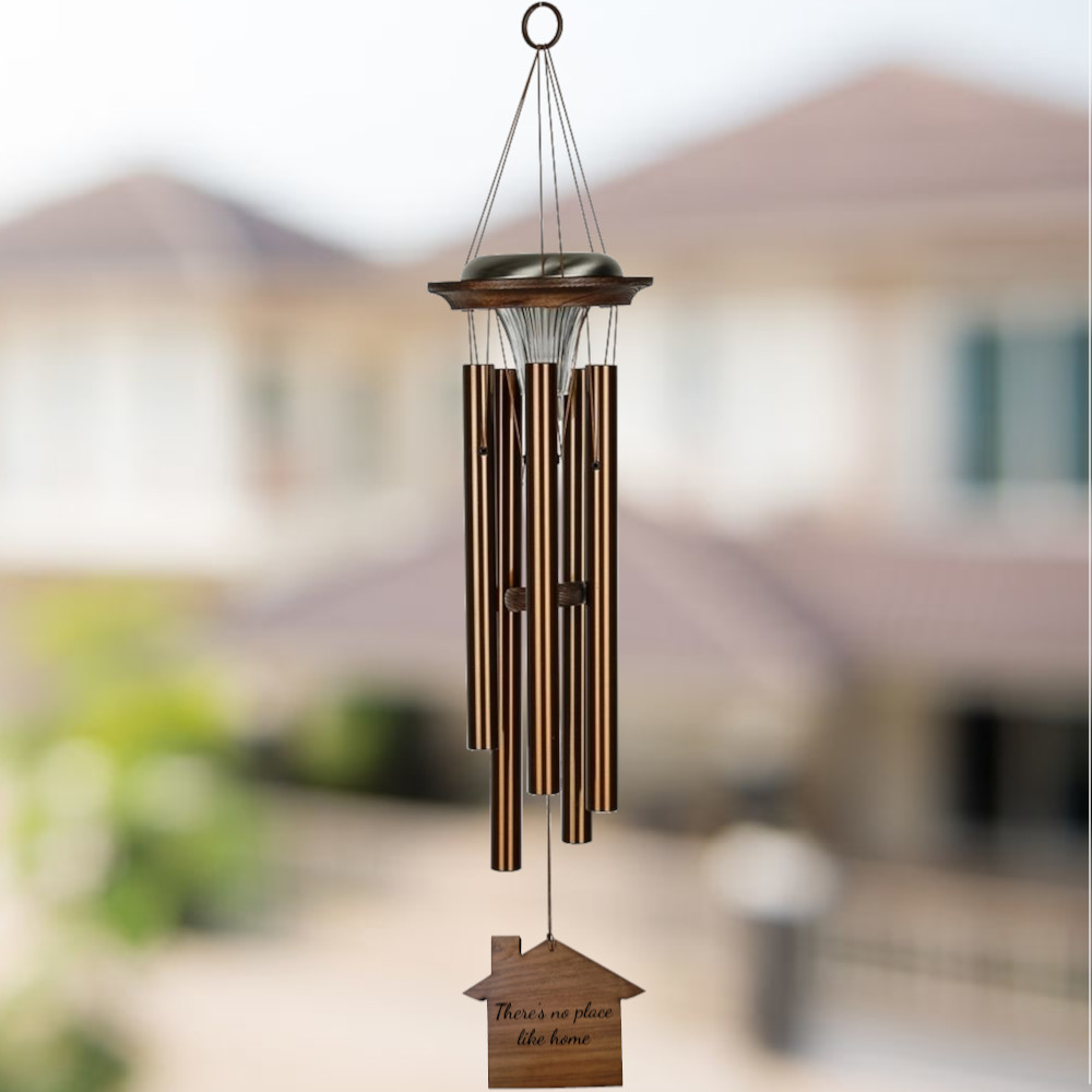 Moonlight Solar Chime 29 Inch Wind Chime - Engraveable House Sail - Bronze