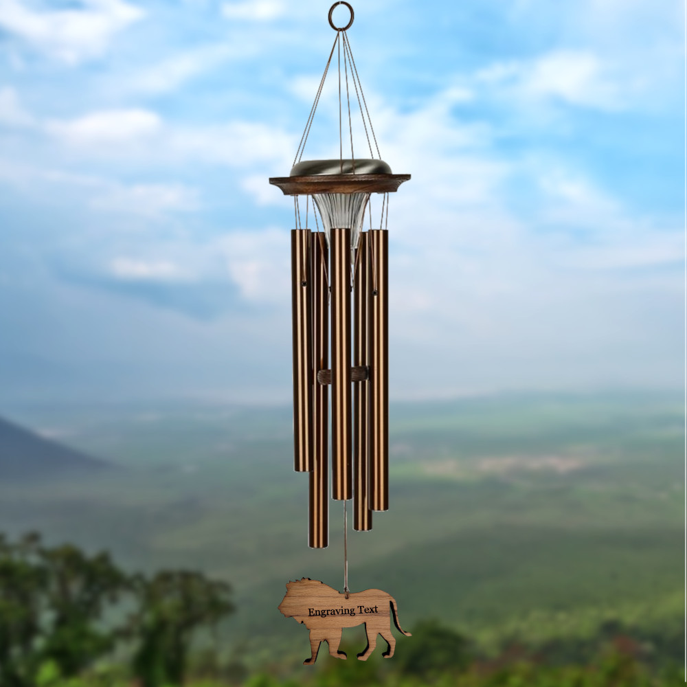 Moonlight Solar Chime 29 Inch Wind Chime - Engraveable Lion Sail - Bronze